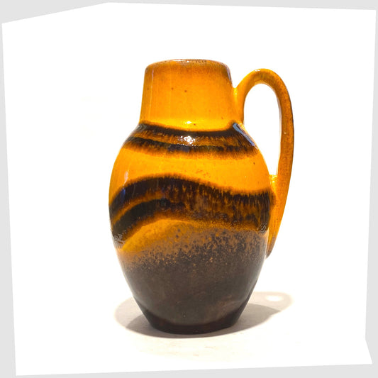 Scheurich Keramik 414-16 Vase in a vibrant orange and chestnut brown glaze