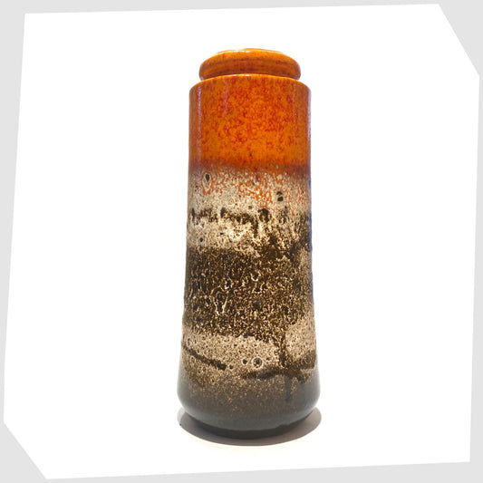scheurich keramik 206-26 vase finished in a fat lava glaze with a bold volcanic orange top