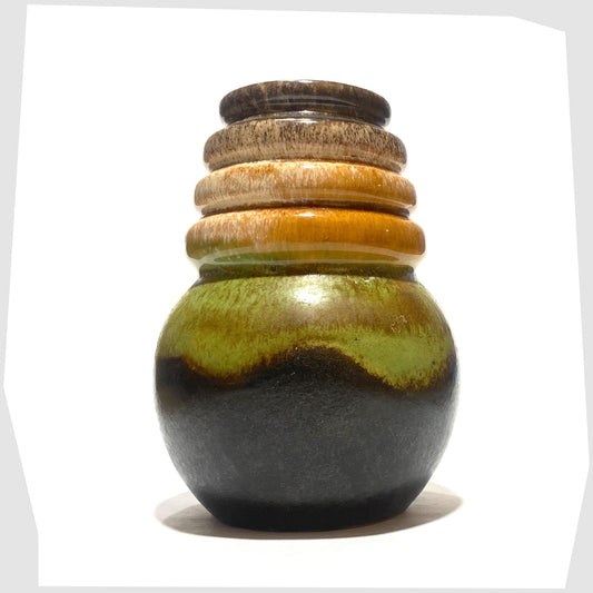 scheurich keramik 269-15 vase finished in a green and amber drip glaze