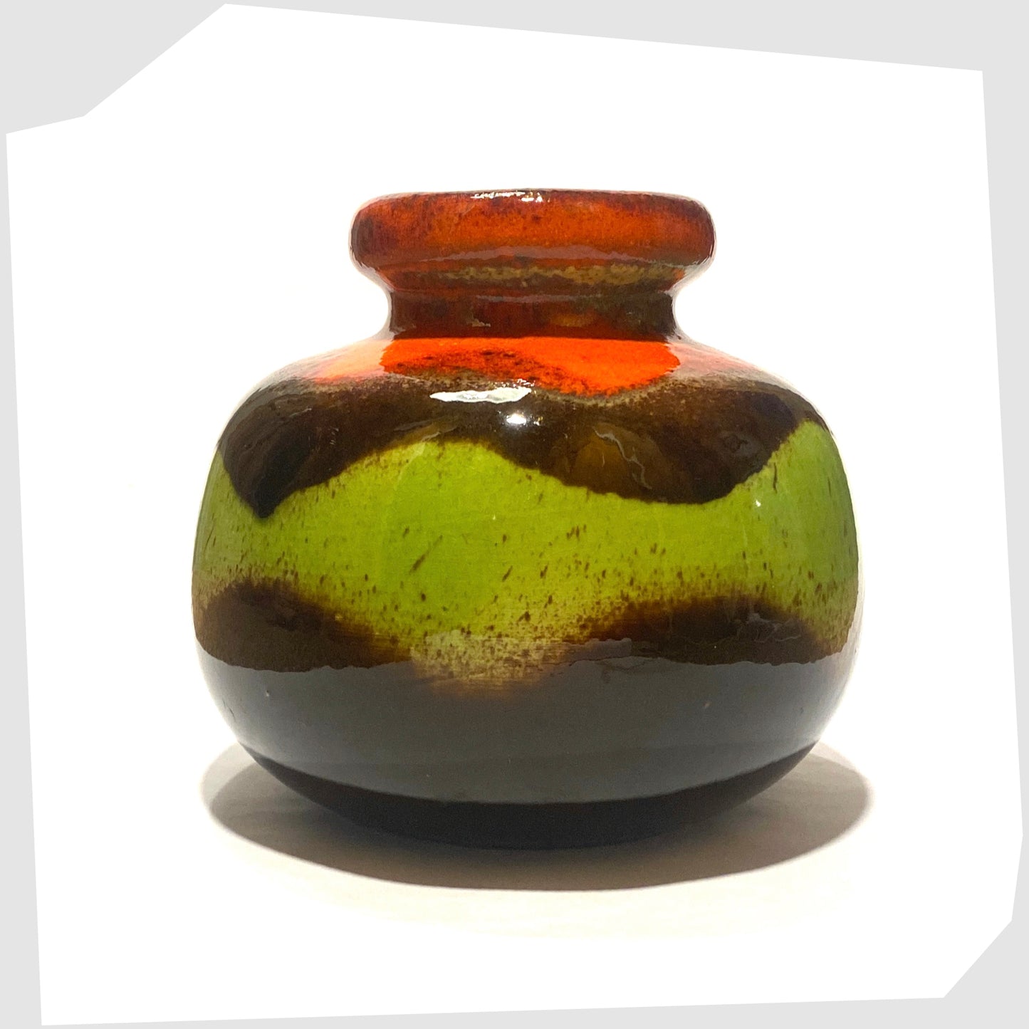 scheurich keramik 284-15 Vase with waving bands of green and red glaze
