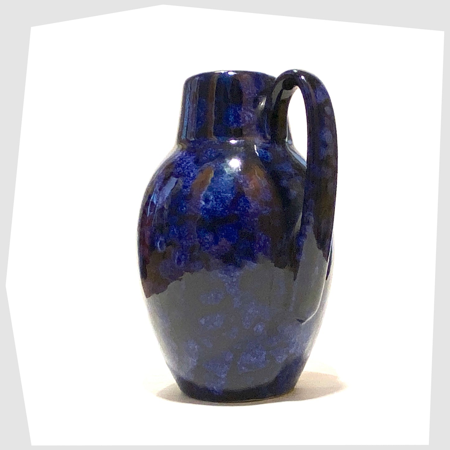 West German Pottery Scheurich Keramik 414-16 Vase in navy and blue mottled glaze