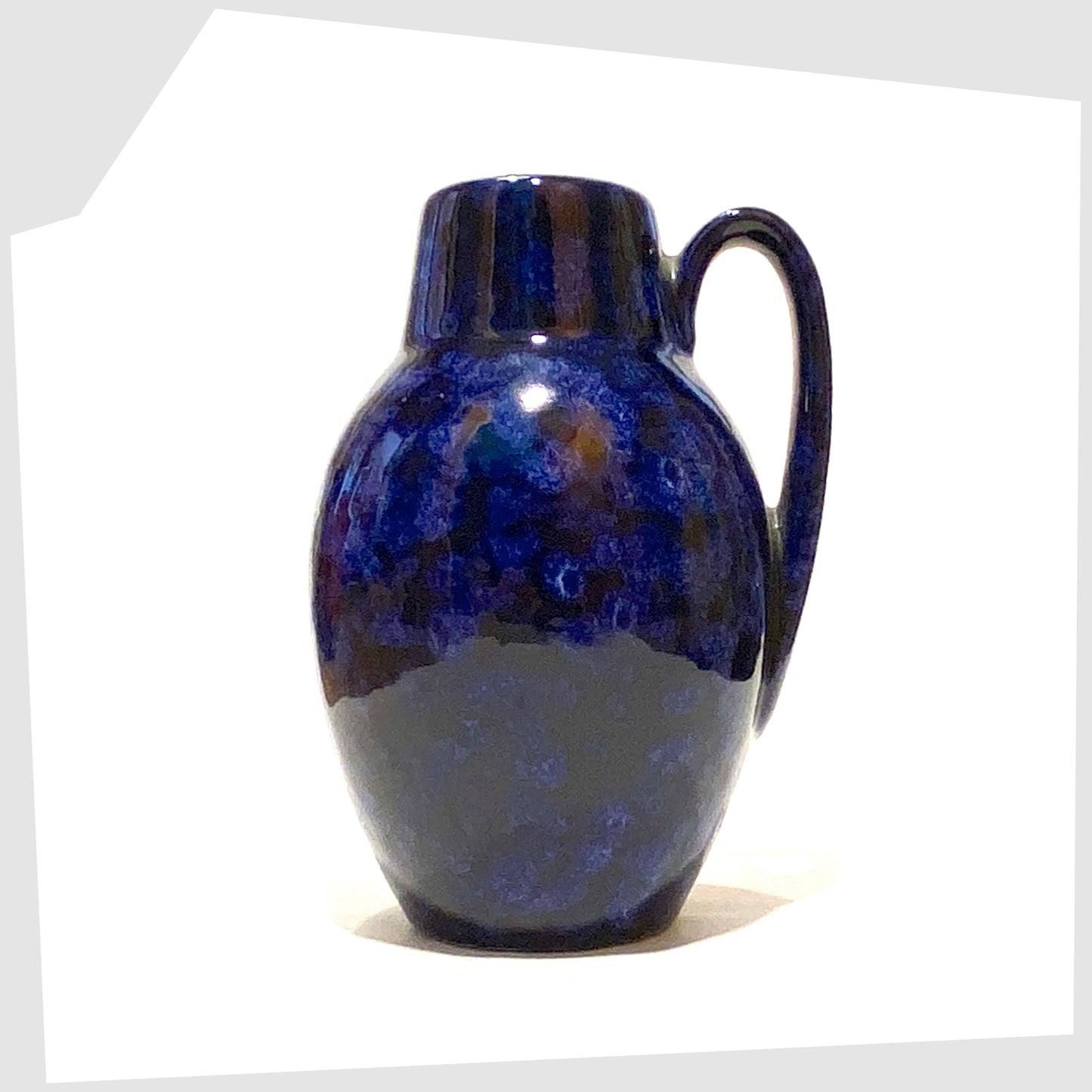 West German Scheurich Keramik 414-16 Vase in navy and blue mottled glaze