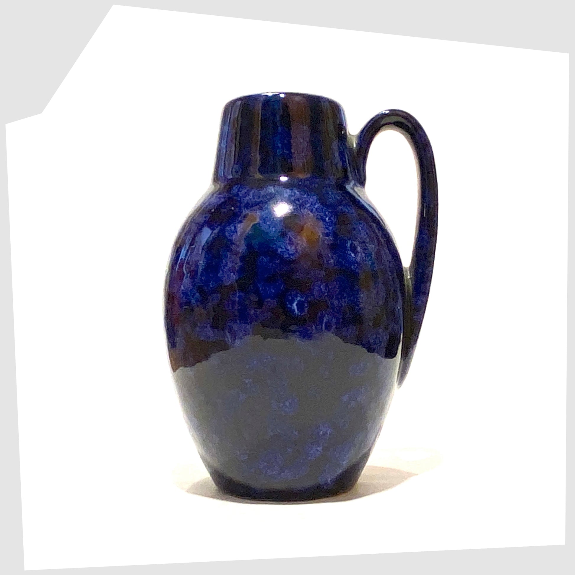 West German Scheurich Keramik 414-16 Vase in navy and blue mottled glaze