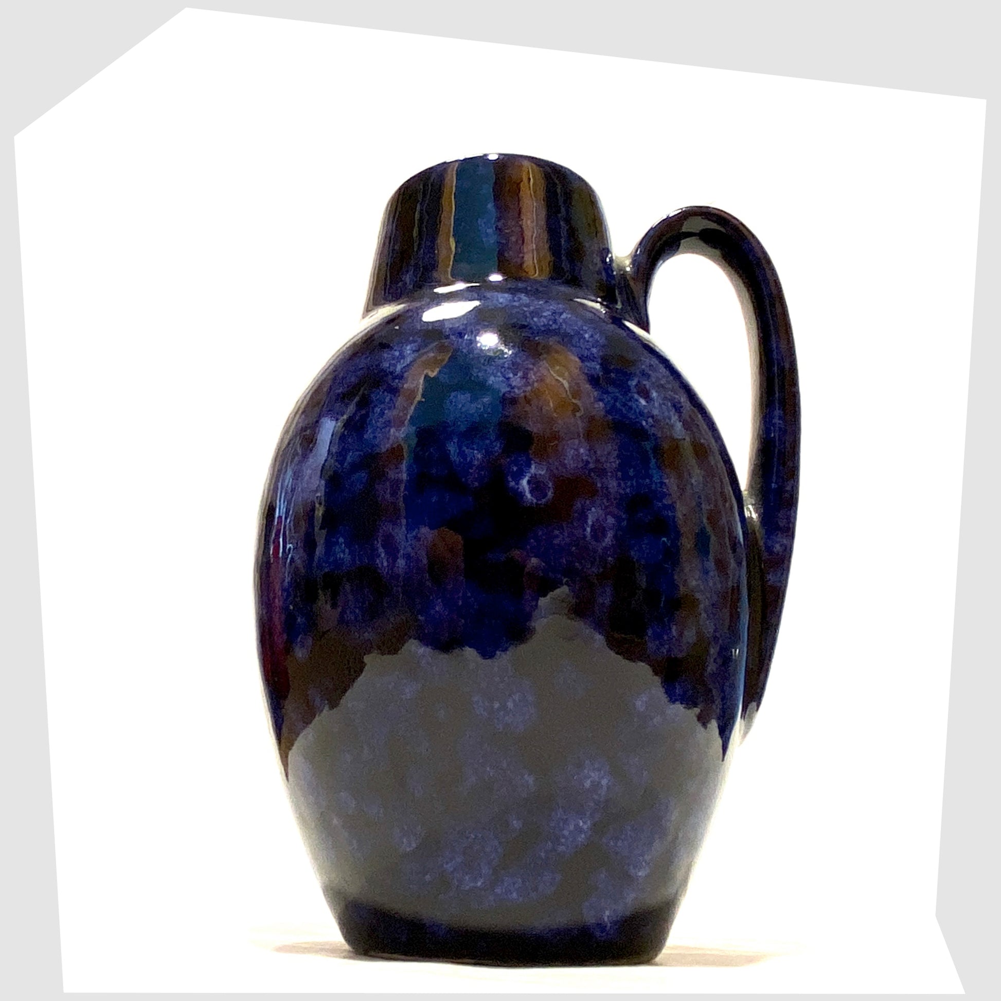 1970s Scheurich Keramik 414-16 Vase in navy and blue mottled glaze