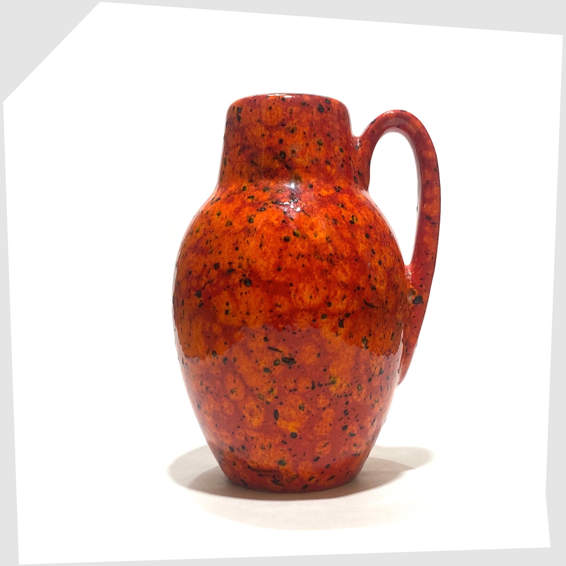 Scheurich Keramik 414-16 Vase in a Fire glaze of orange and red flecks with black speckles