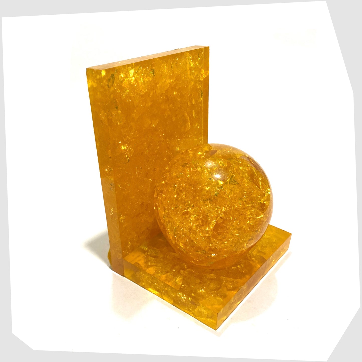 1960s Shattaline Bookend in orange resin