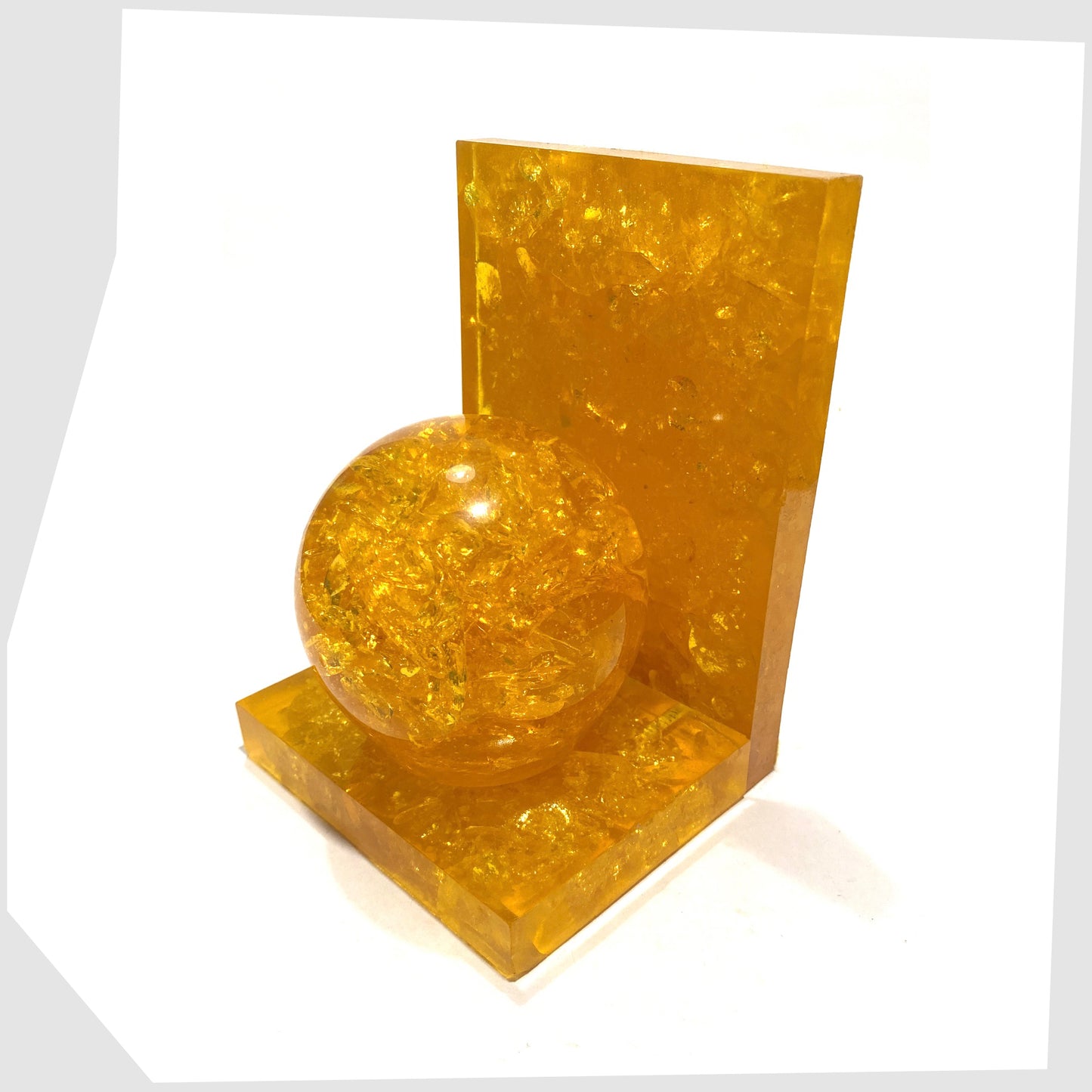 mid-century modern Shattaline Bookend in orange resin
