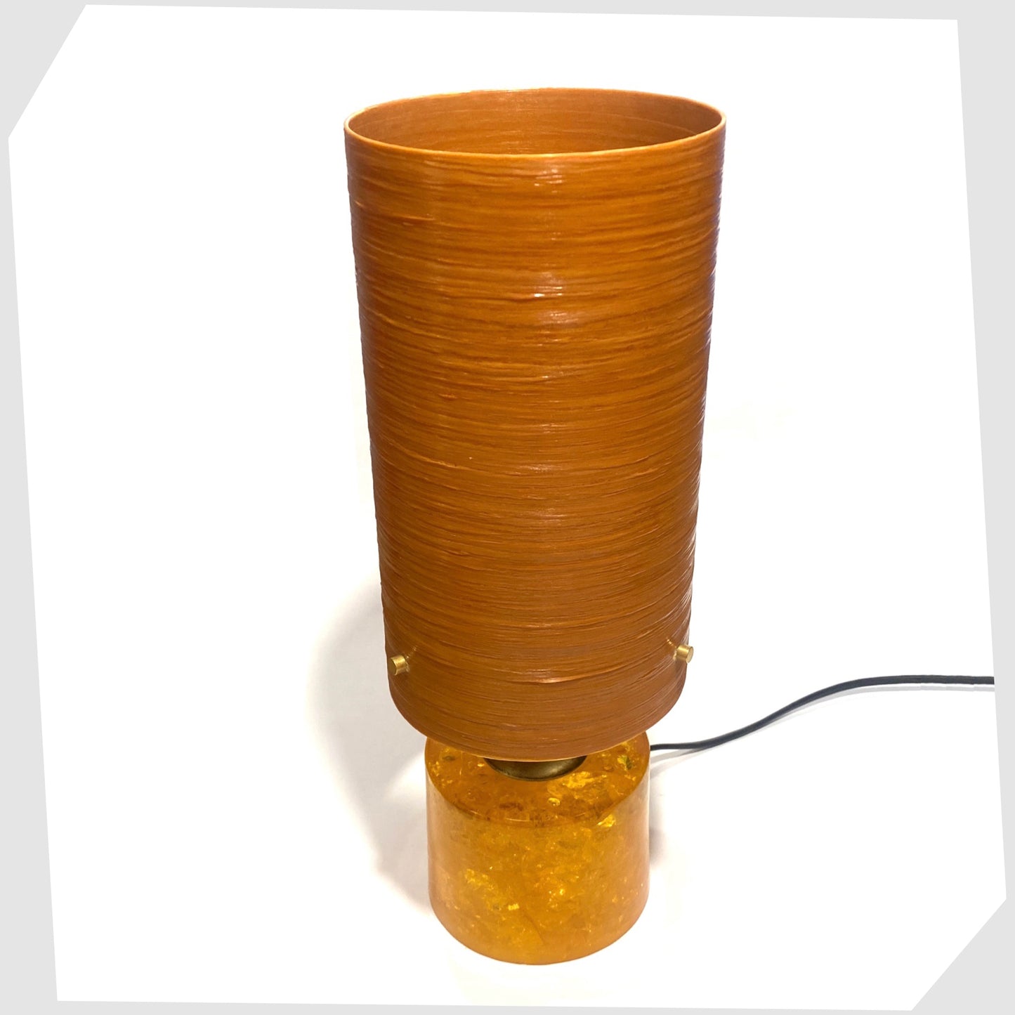 top of the Shattaline Table Lamp in Orange with a ByRoyale Spun Fibreglass Lampshade