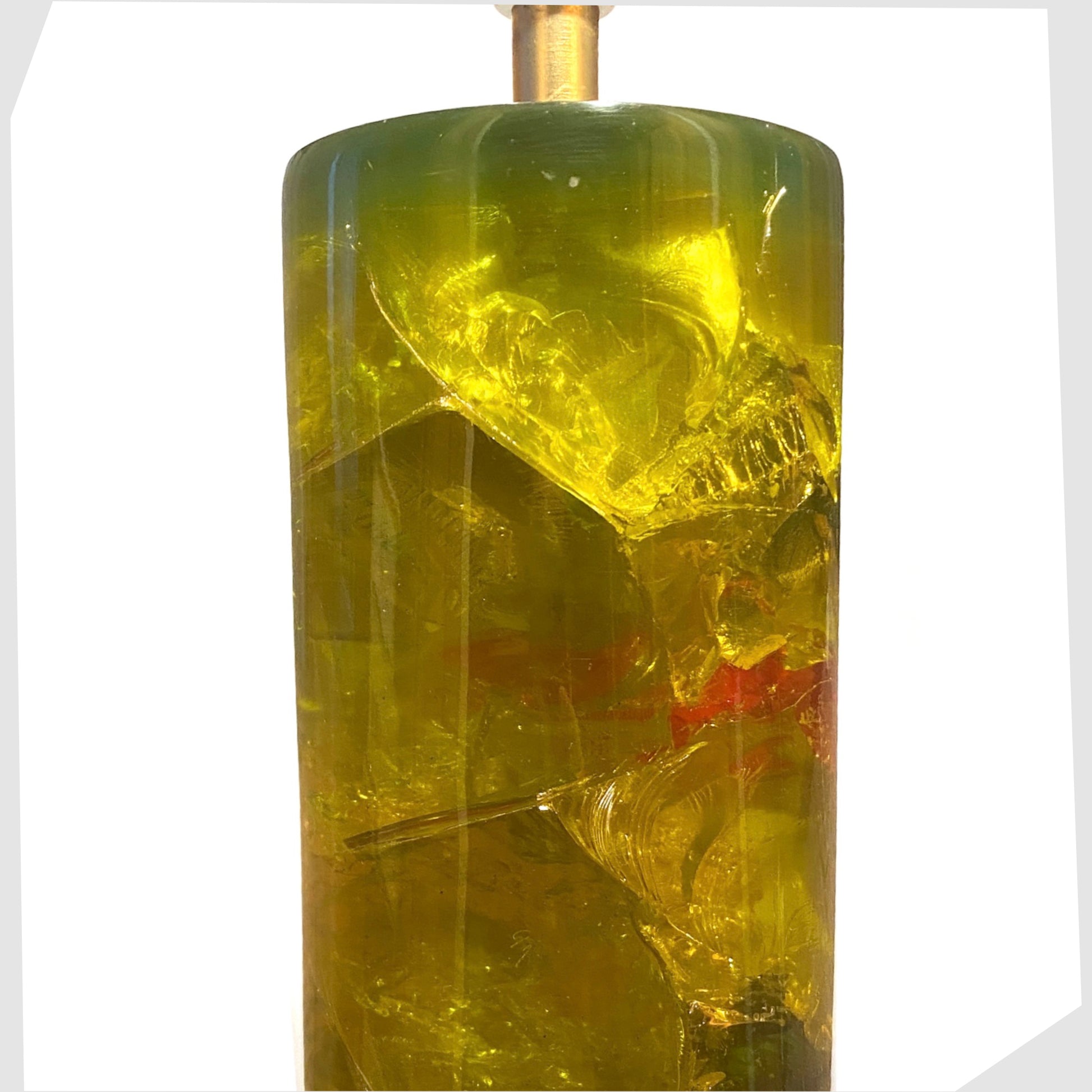 shattaline table lamp base made of chartreuse yellow resin