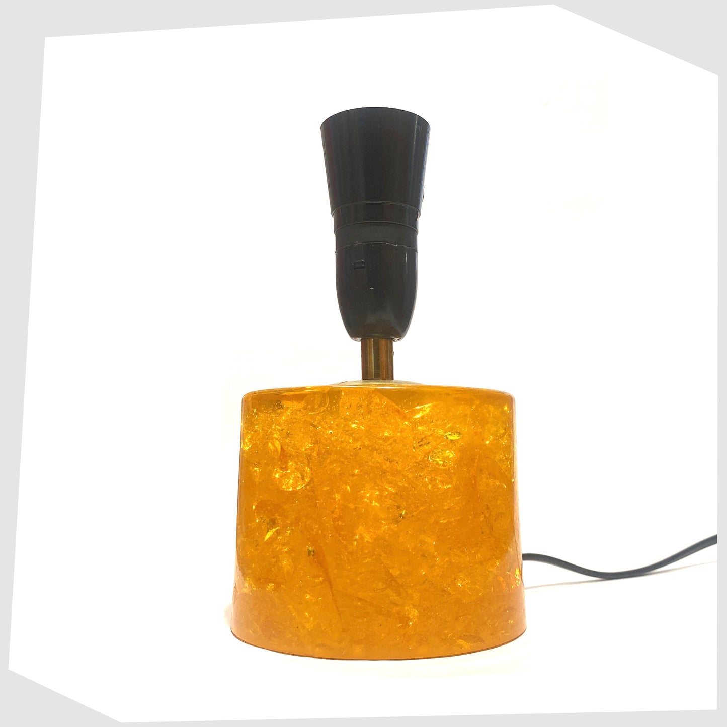 Shattaline Table Lamp Base in Orange resin with black light fitting