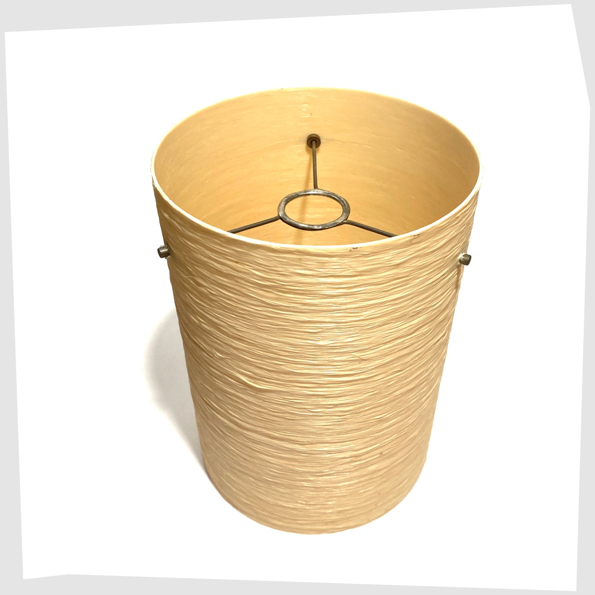 cylindrical Shattaline spun fibreglass lampshade in natural base finish