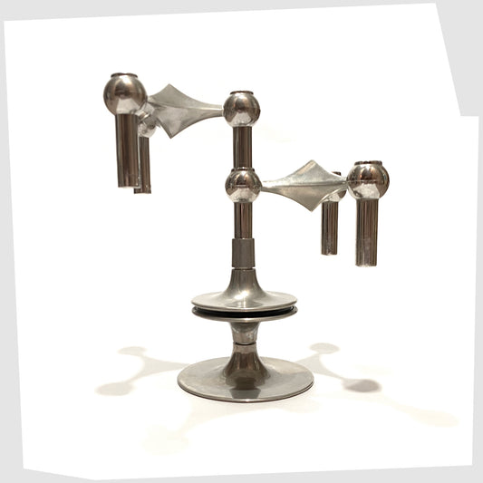 stoff nagel modular candlestick base shown with two candleholders attached