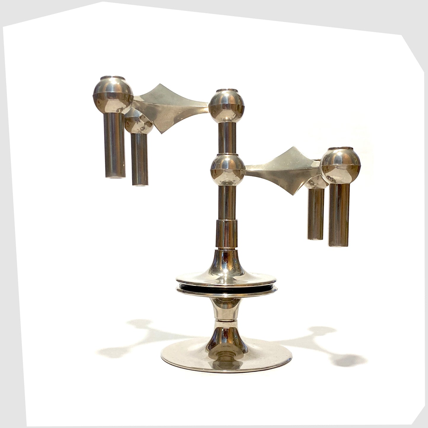 vintage stoff nagel modular candlestick base shown with two candleholders attached