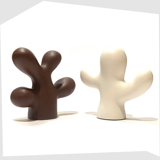 Vice Versa Cactus and Coral Salt and Pepper shakers in white and brown colour way