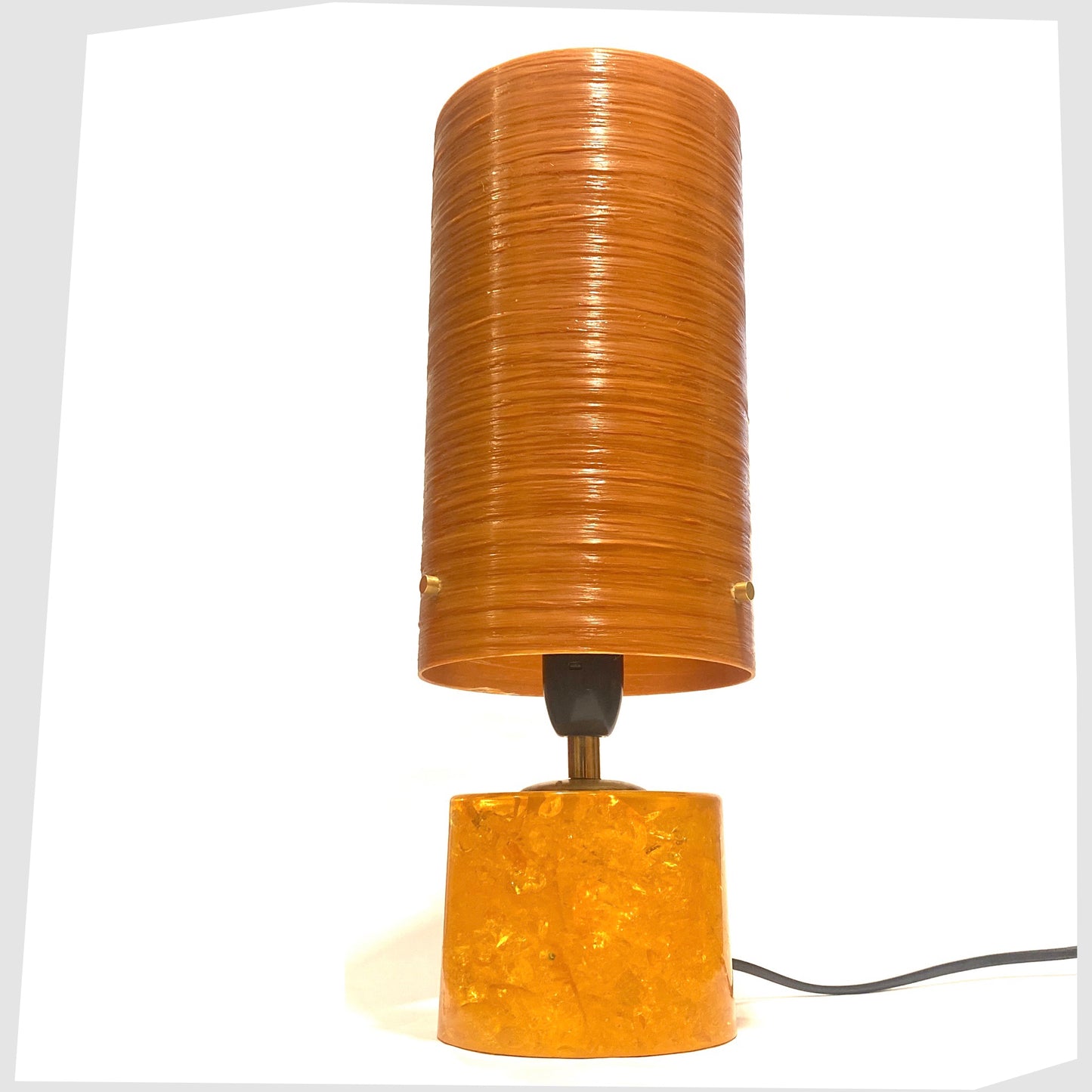 Orange Shattaline Table Lamp with a ByRoyale Spun Fibreglass Lampshade