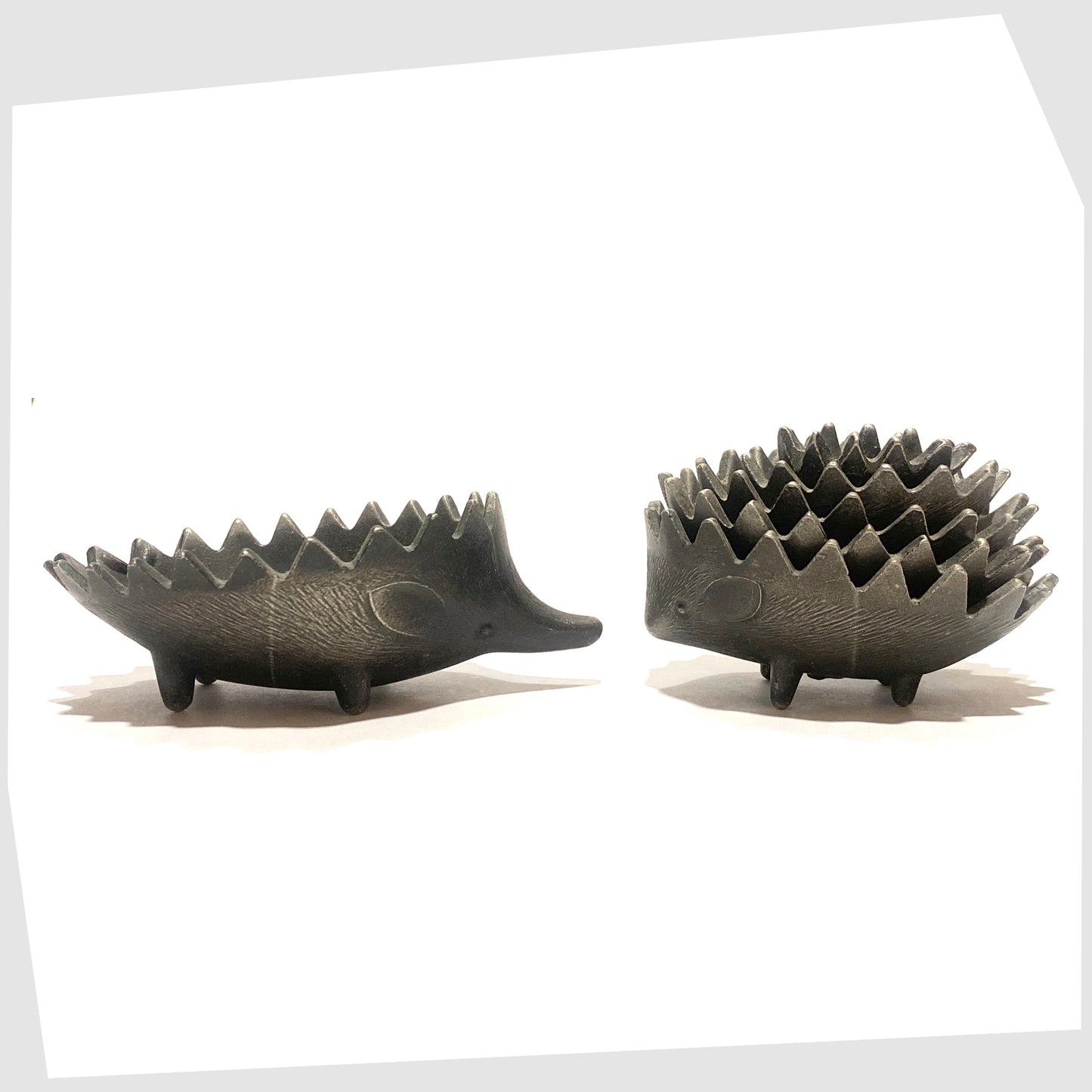 vintage walter bosse-style hedgehog ashtray set