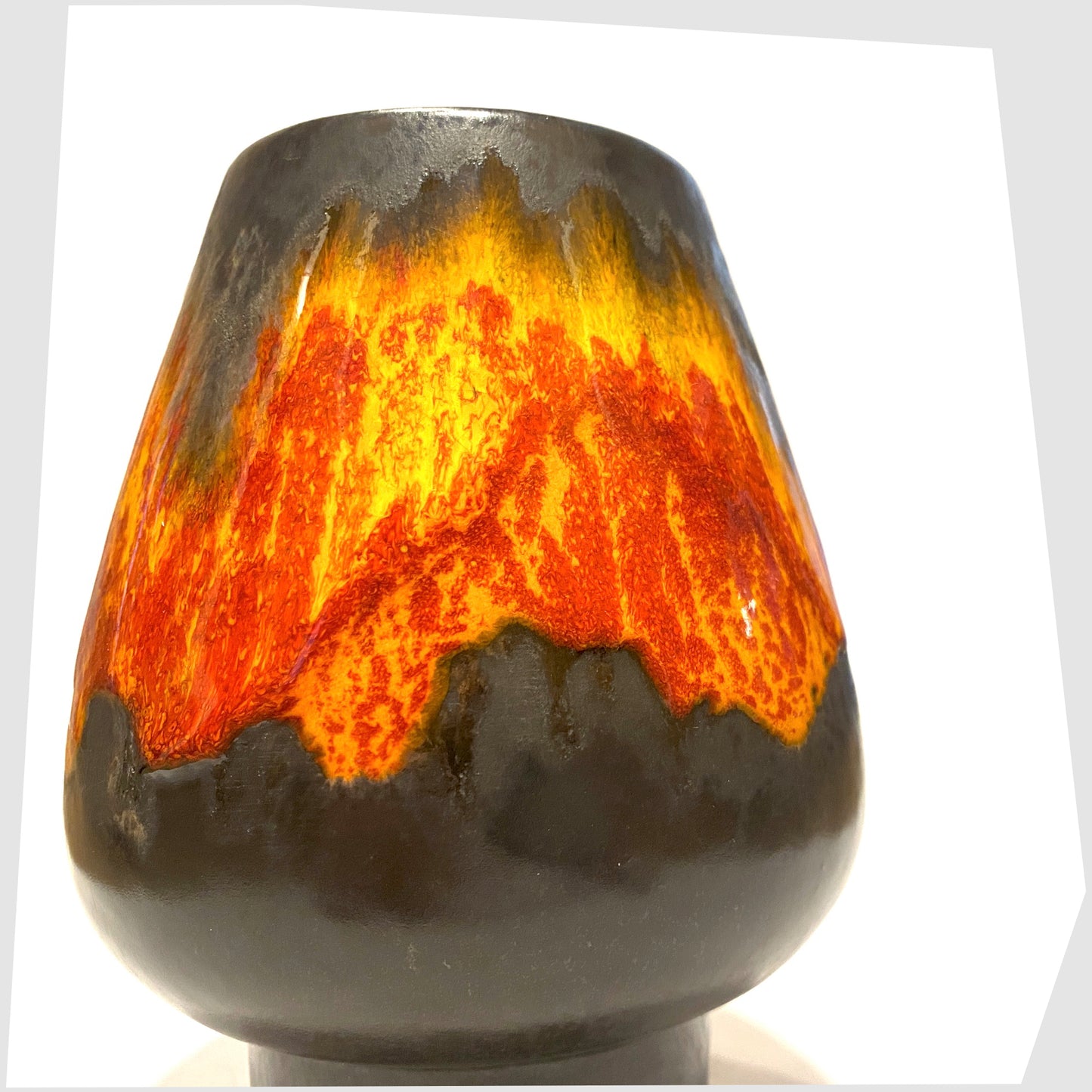 west german pottery vase by walter gerhards finished in an orange and red drip glaze