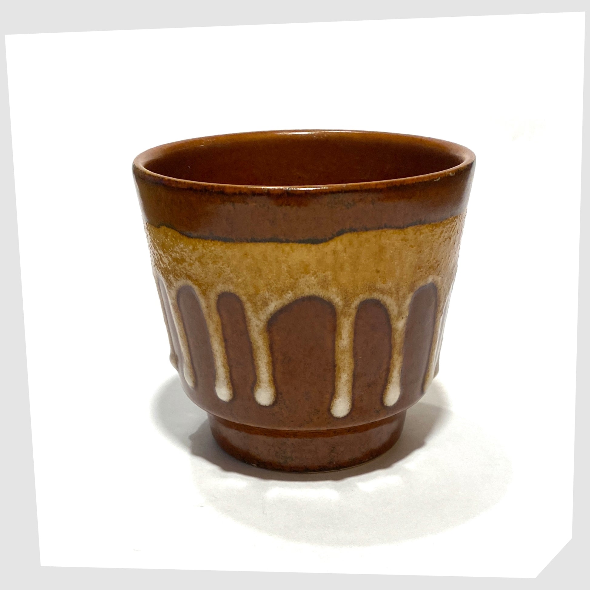 West German Pottery Planter by Fohr Keramik in a chestnut and amber drip glaze