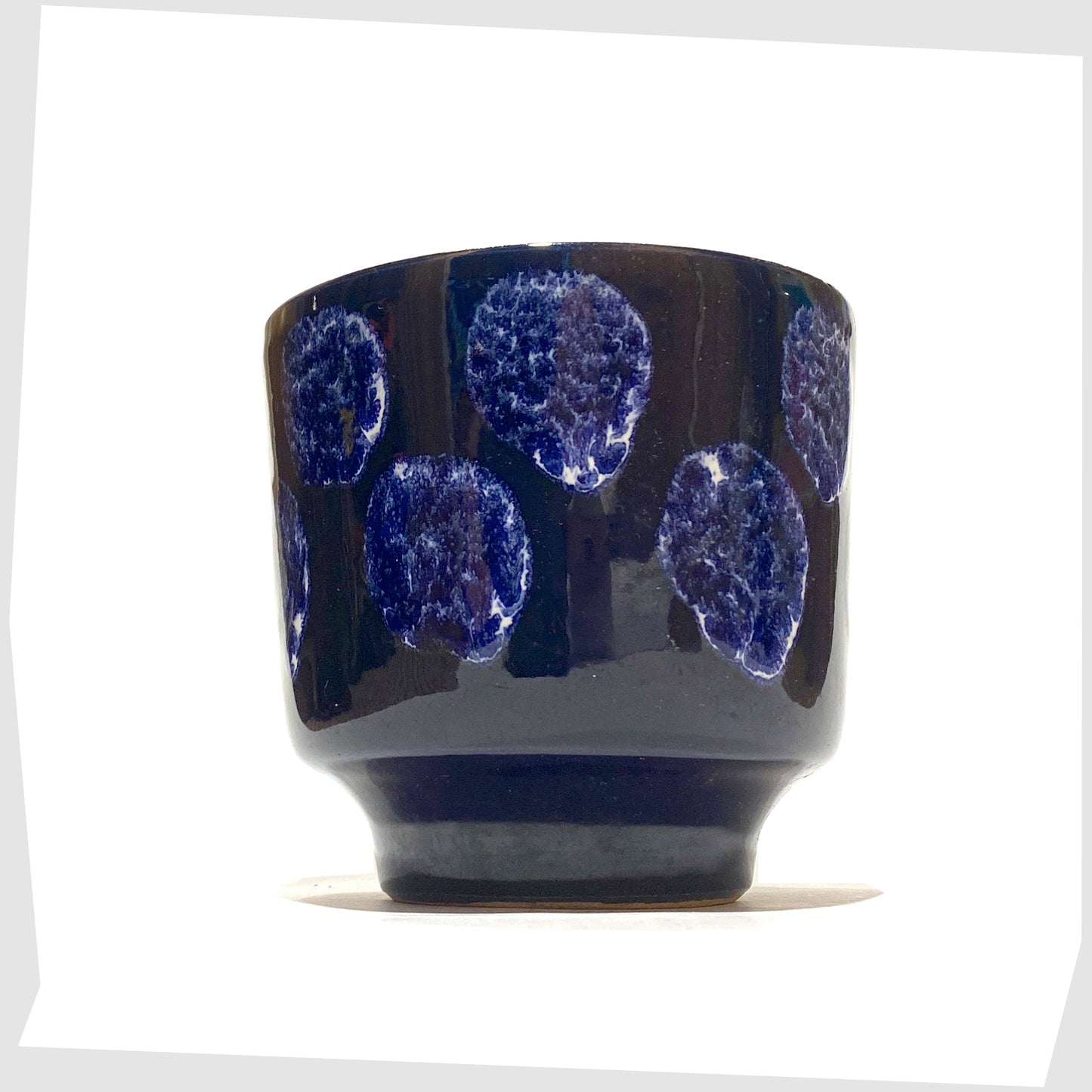 1970s Ceramic Planter with White Drip Glazed Dots