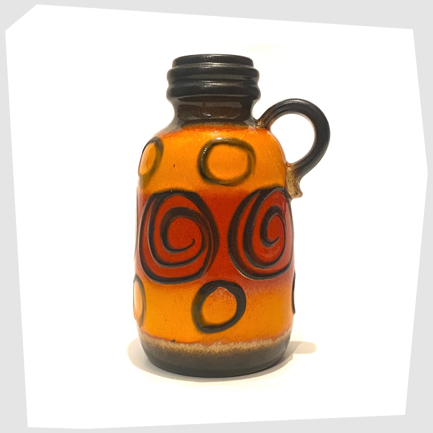 vintage-west-german-pottery-vase-with-handle-in-orange-and-red-with-black-fat-lava-swirls