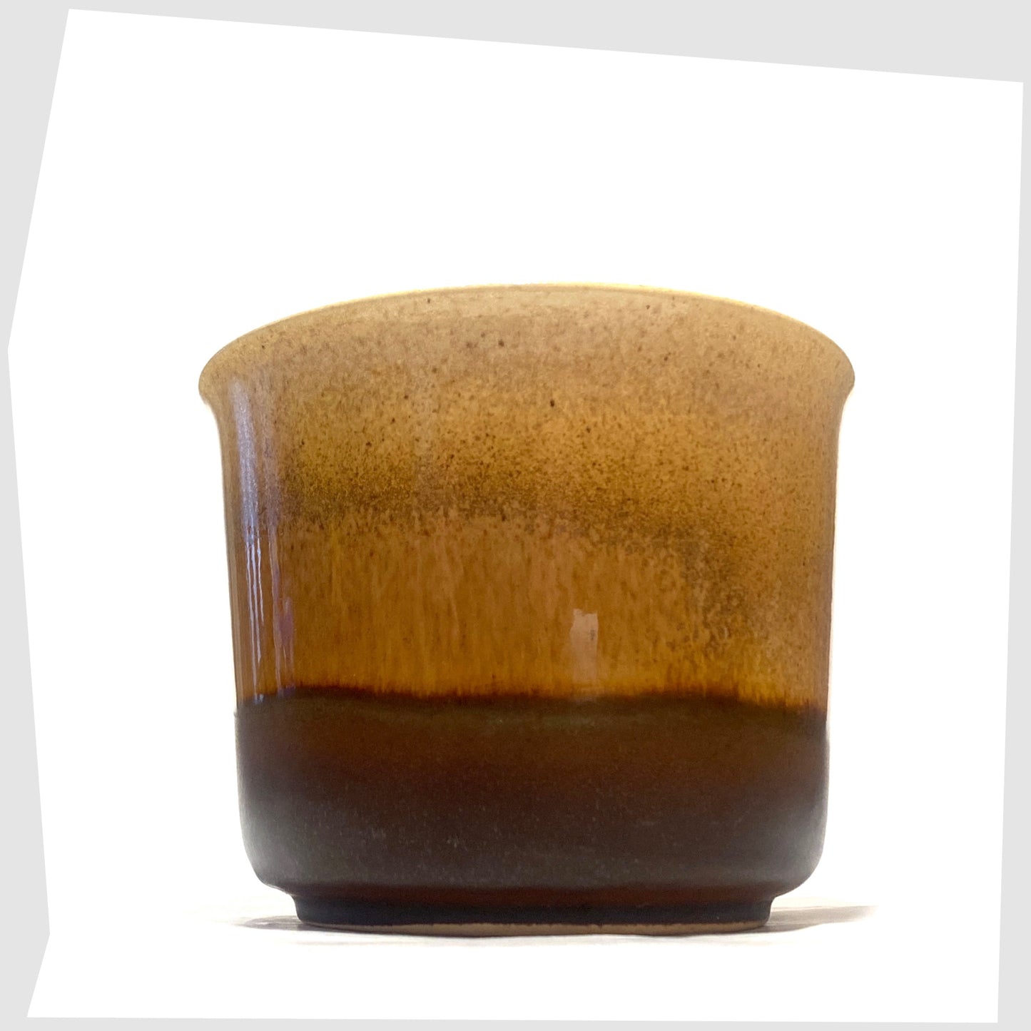 West German Pottery Bay Keramik 653-14 Planter in amber and brown glaze, shown on a white background