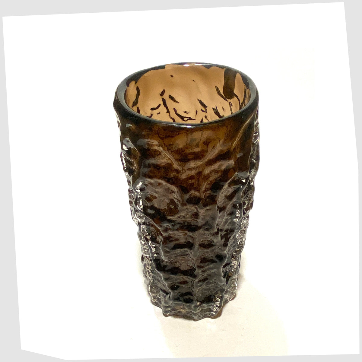 Whitefrairs Glass Bark Vase (7.5") in Cinnamon